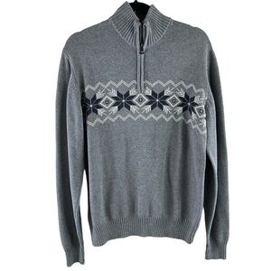 Weatherproof Vintage Men's‎ Snowflake Quarter Zip Sweater Heather Gray Size S
